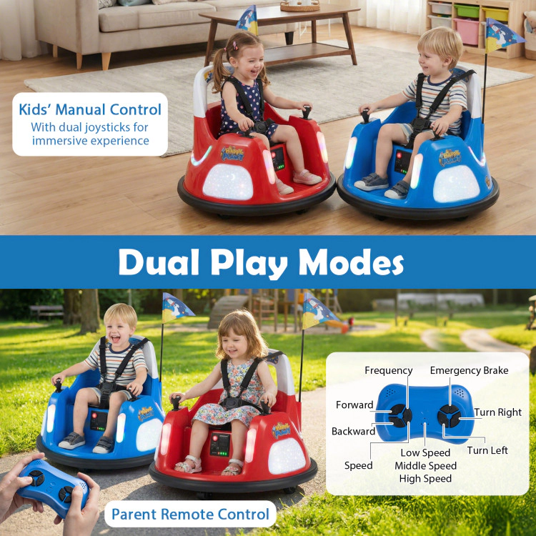 Hivvago 12V Kids Ride On Bumper Car with Remote Control and Flashing Lights