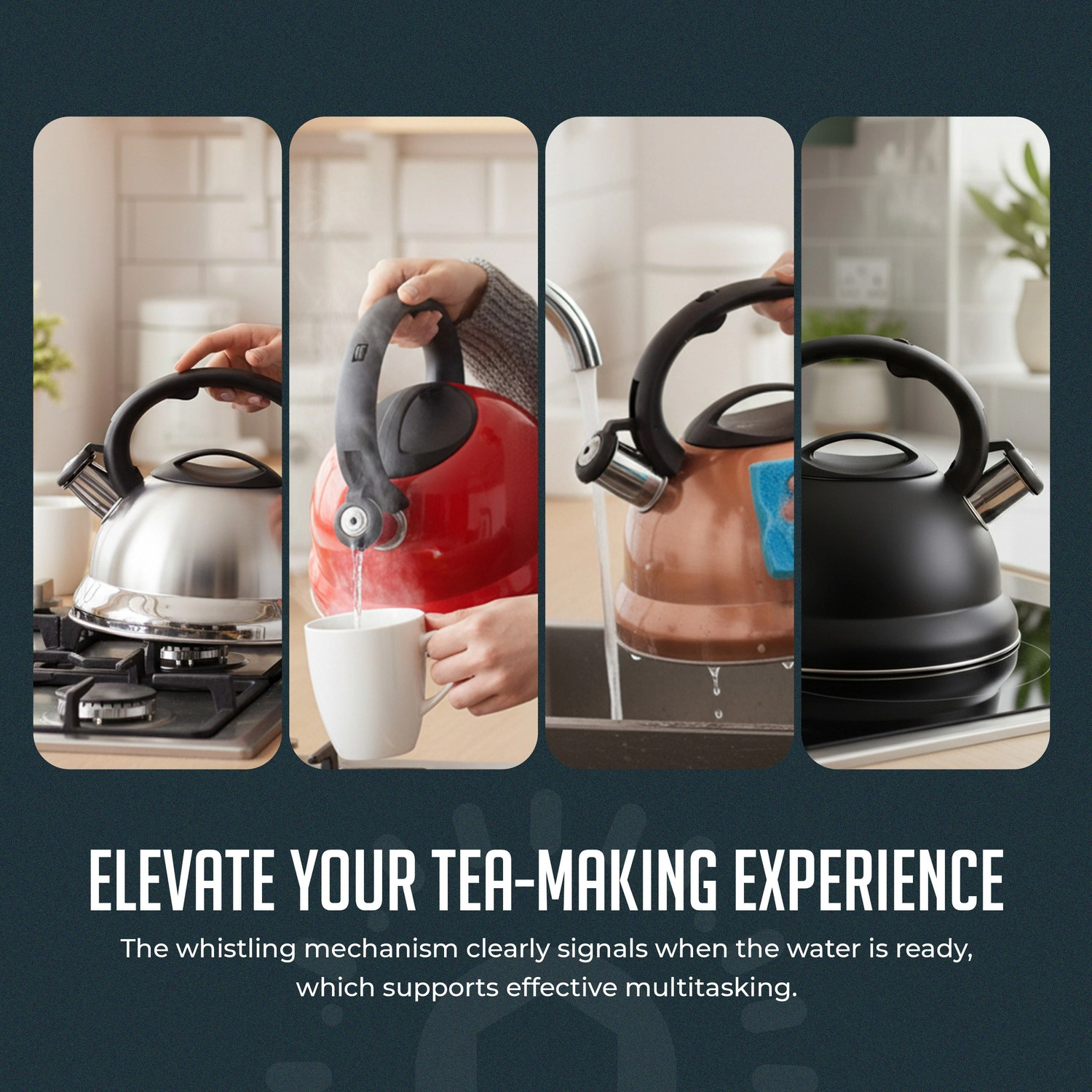 Luminuxe Whistling Tea Kettle, 2.2qt Stainless Steel Stove Top Kettle with Cool-Touch Handle, Fast Boil Pot
