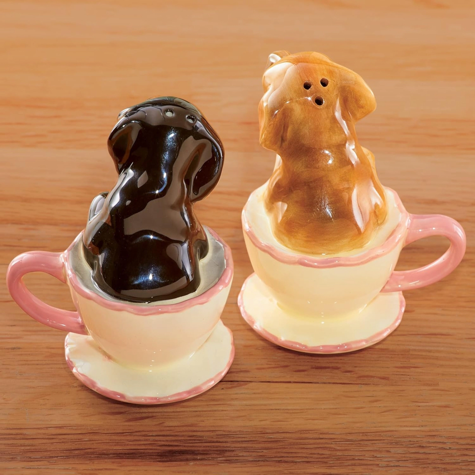 Pacific Giftware Dachshund Puppies in Teacups Ceramic Salt & Pepper Shakers
