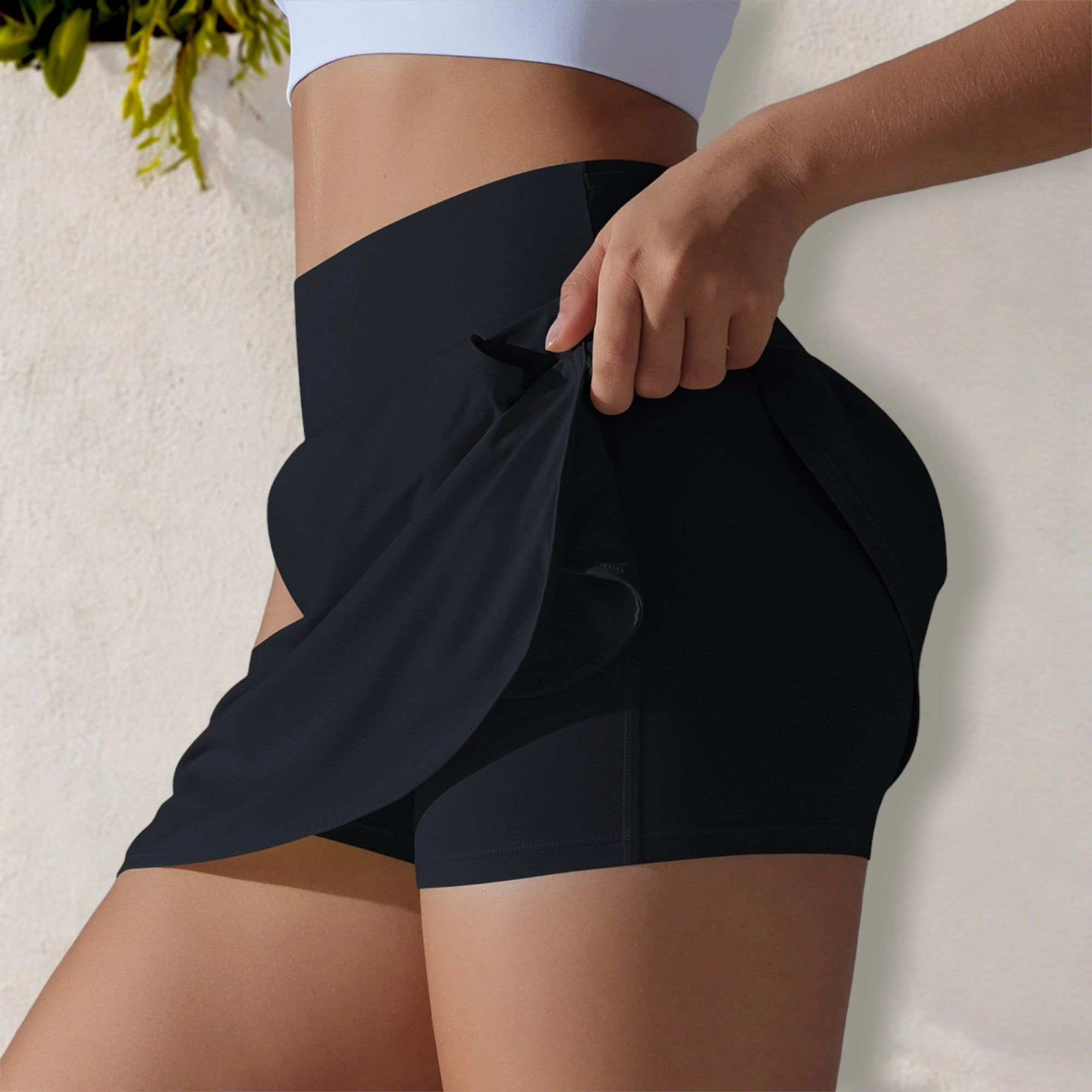 Anna-Kaci Womens High Waist Athletic Skort with Built-In Shorts and Side Pockets