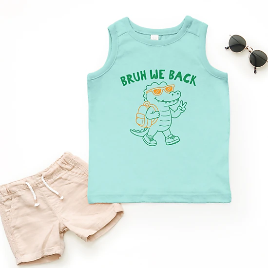 Toddler Graphic Tank - Bruh We Back Crocodile