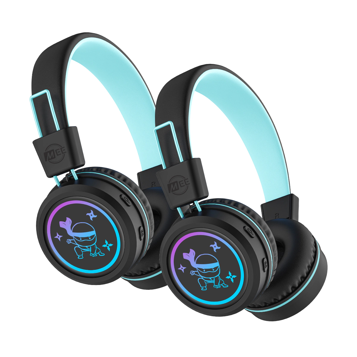 MEE audio KidJamz KJ55BT (2 Pack) Safe Listening Bluetooth Wireless Kid's Headphones with LED Lights