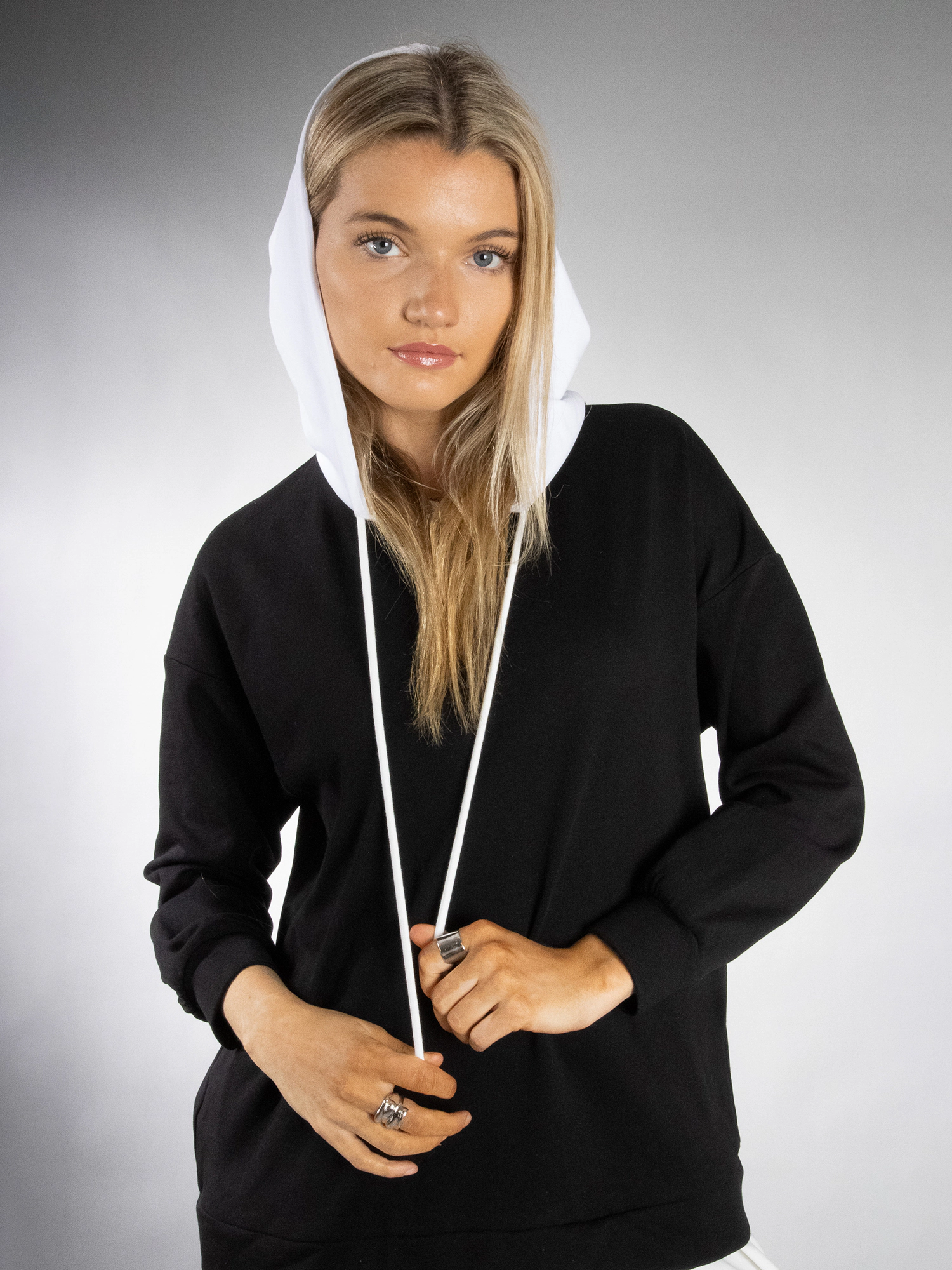 JESS by Meiko Women's Double Layer Hooded Pullover Casual Dress