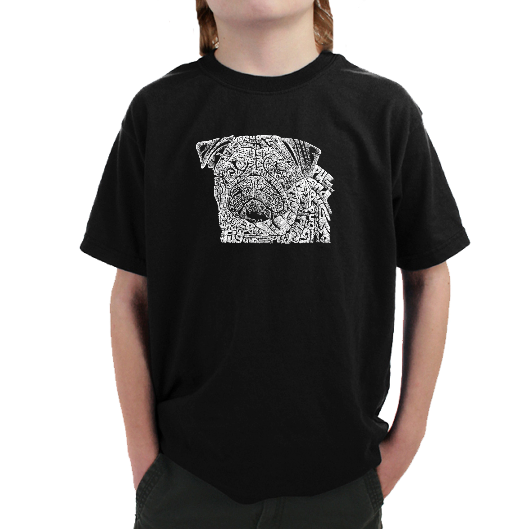 LA Pop Art Boy's Word T-Shirt - Pug Face