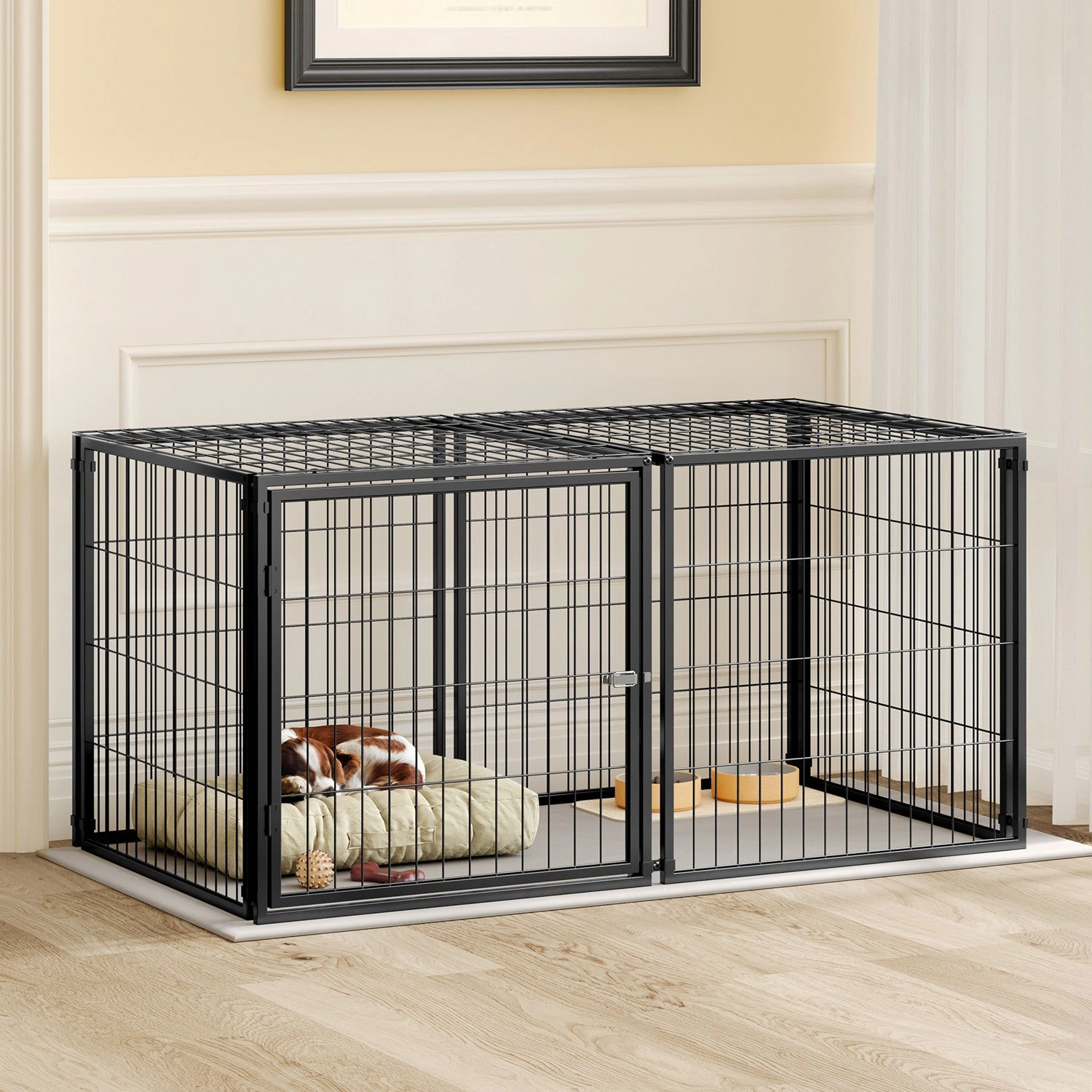 GBruno 48 In Heavy Duty Metal Dog Kennel With PVC Top