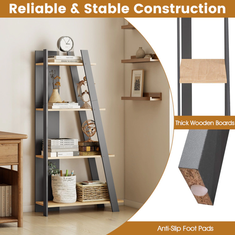 Hivvago 4-Tier Modern Bookshelf Wooden Vertical Display Book Shelf for Small Space