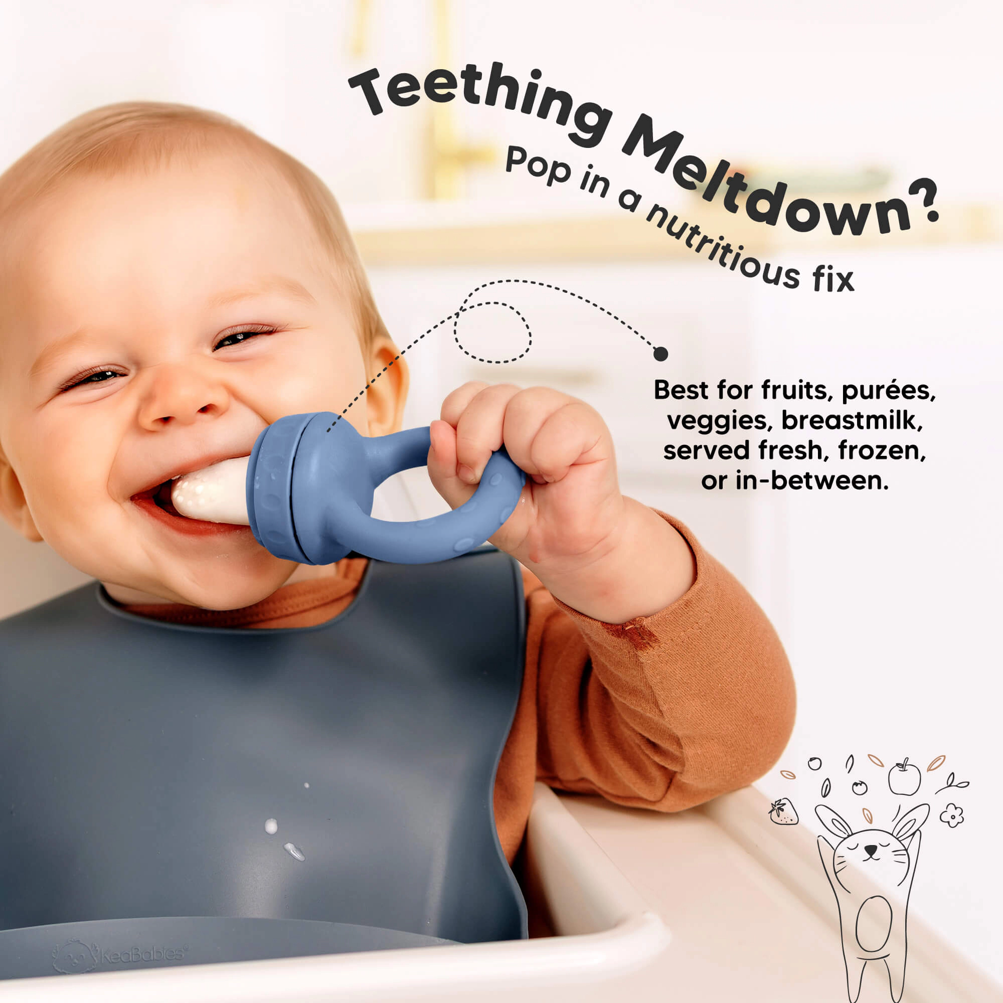 KeaBabies 2-Pack Lil’ Prep Baby Food Feeders for BLW Boys, Girls
