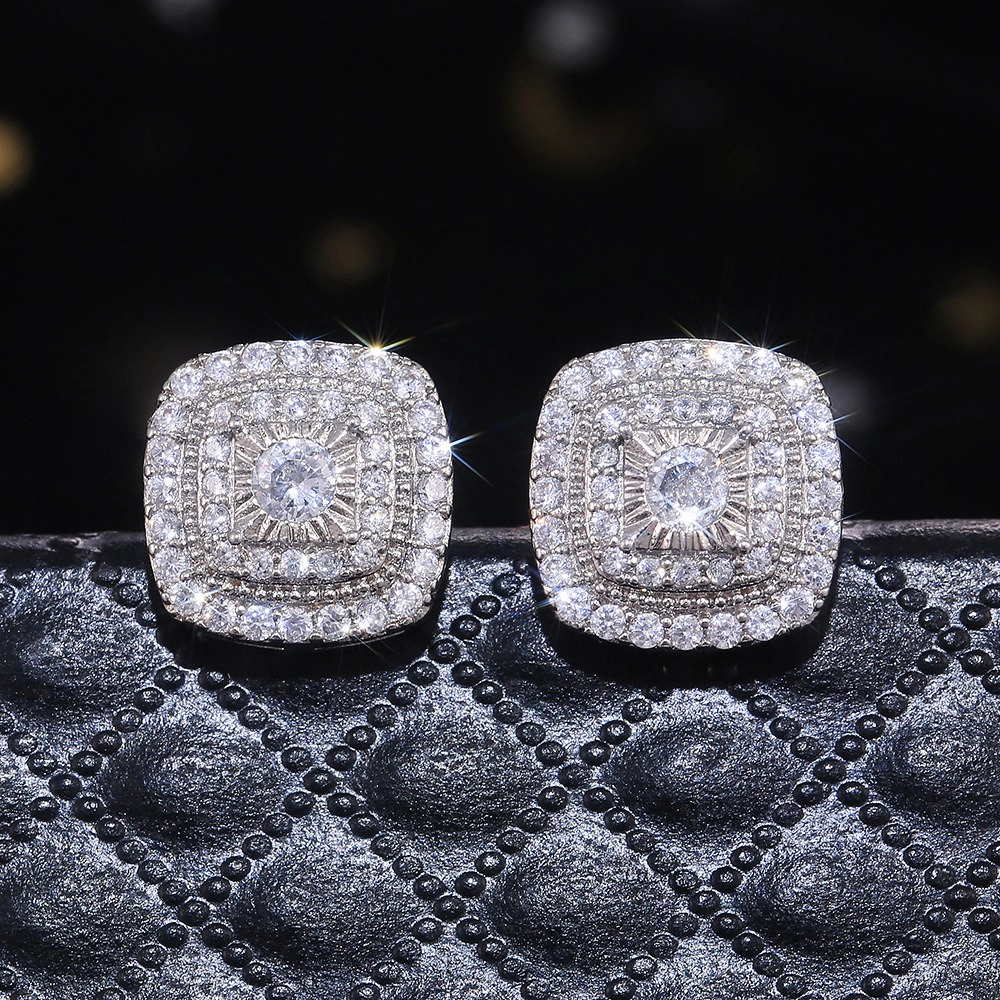 Wardrobe Whimsy Cushion Shape Halo Cubic Zirconia Stud Earrings Classic Elegant Jewelry