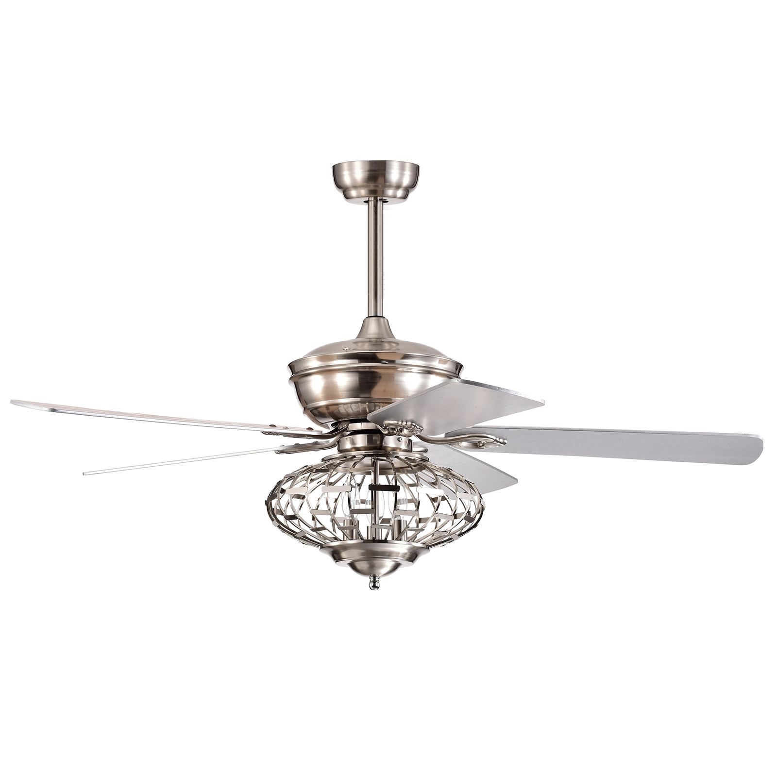 SUGIFT Silver Ceiling Fan with 5 Wooden Blades and Remote Control 52-in Dia 3 Wind Speeds 8H Timer