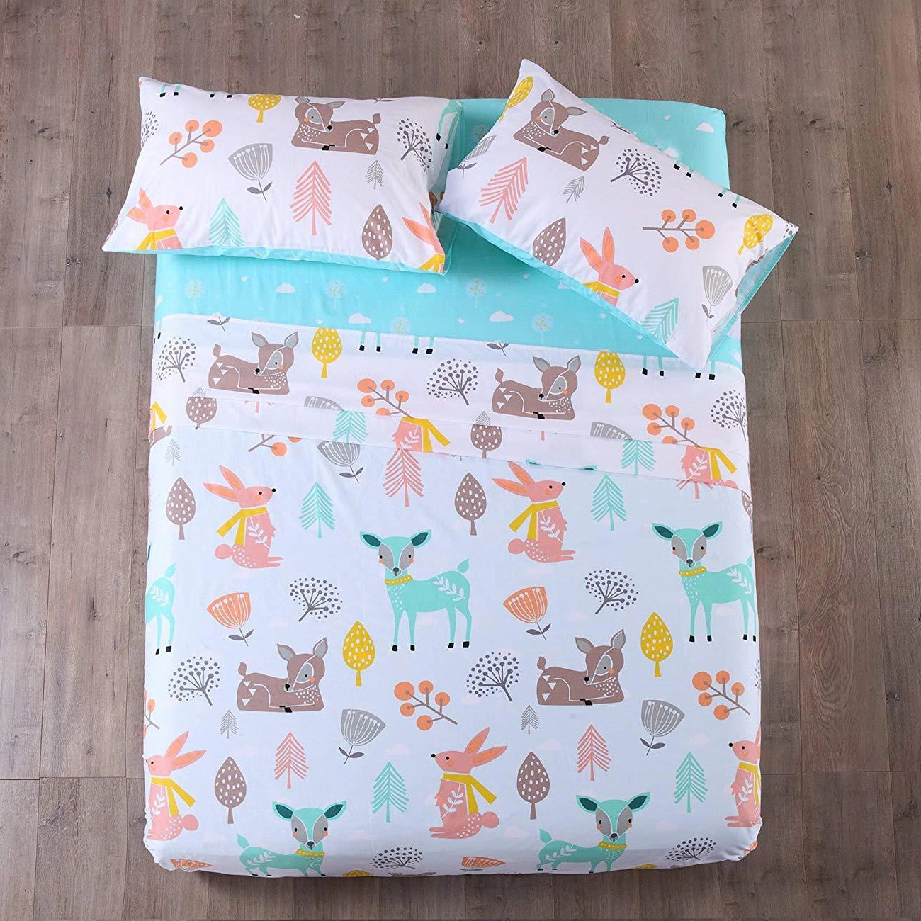 MarCielo 3/4 Piece Kids Deer Sheet Set, Soft Breathable Cotton Bedding