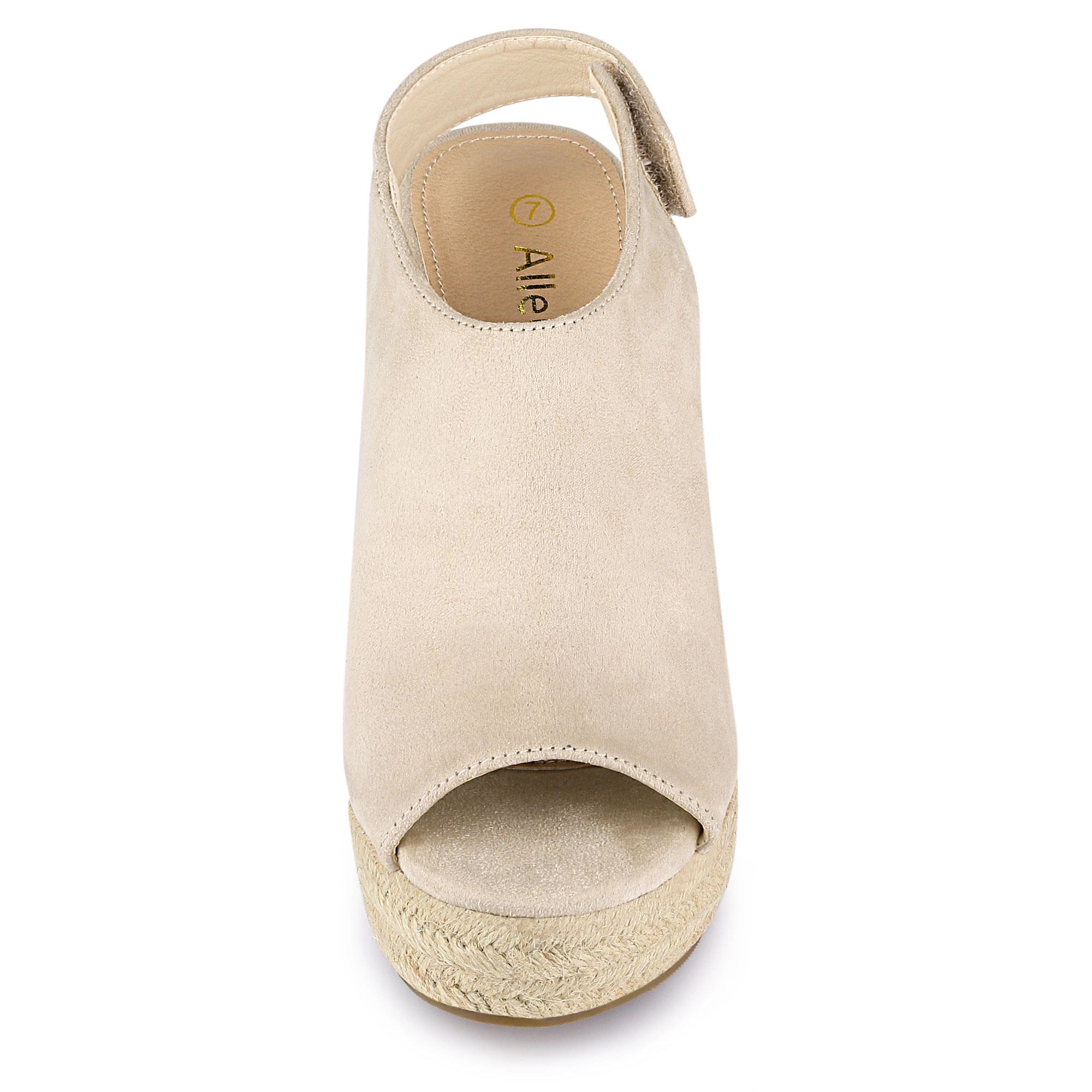 BLISSFUL STEP Women's Faux Suede Platform Slingback Espadrille Wedge Sandals