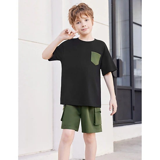 Arshiner Boys Tiedye Set Short Sleeve T-Shirt Cargo Shorts Fun Summer Style For Kids