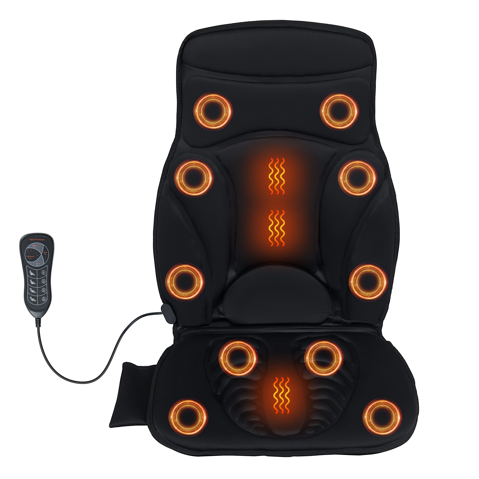 SUGIFT Black Back Massager Seat Cushion with Heat and 10 Vibration Motors 41.34-in W 19.69-in D 3 Speed Settings