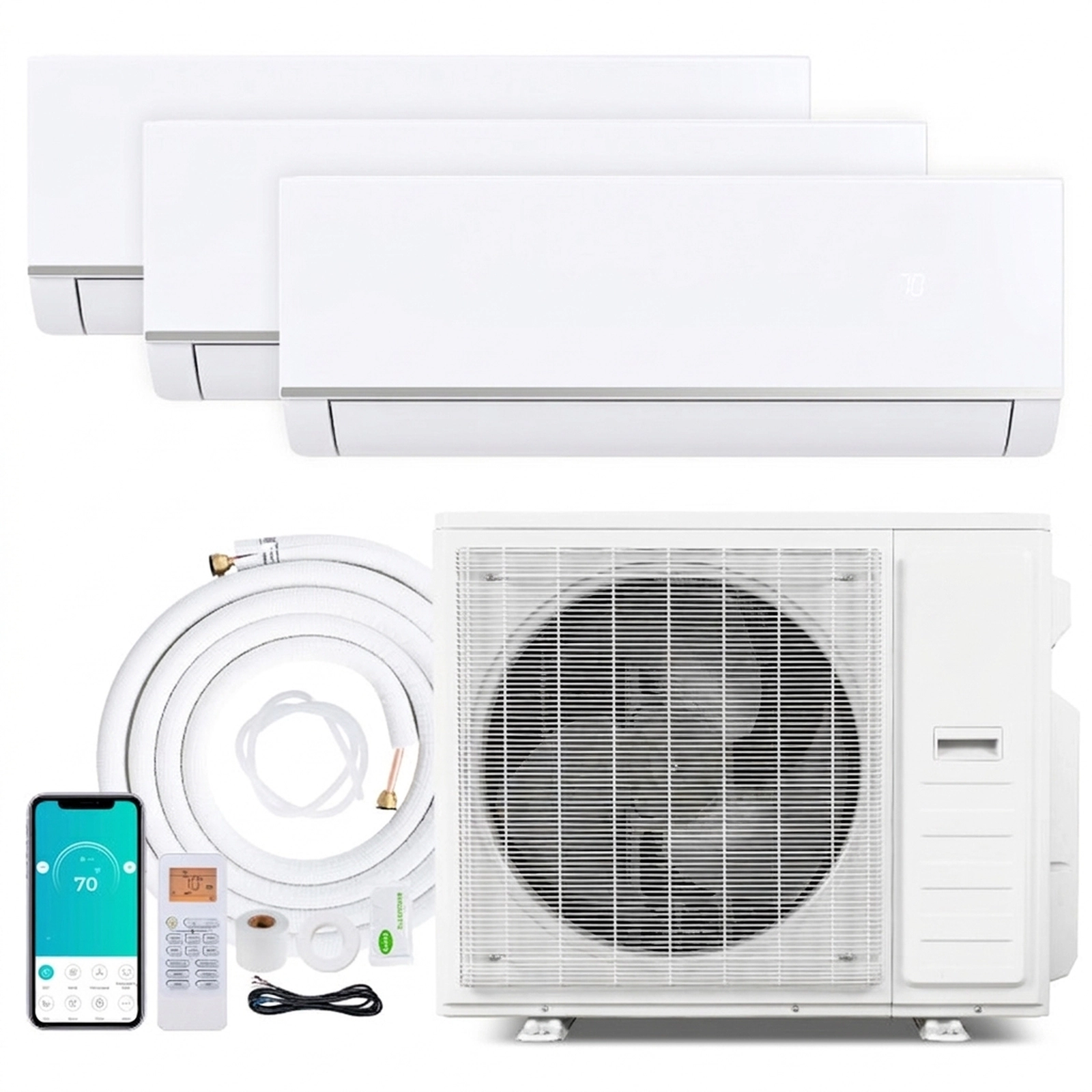 SUGIFT 38000-BTU 3-Zone 20-SEER2 208-230V Ductless Mini Split Air Conditioner with Heat Pump and 3 Indoor Units