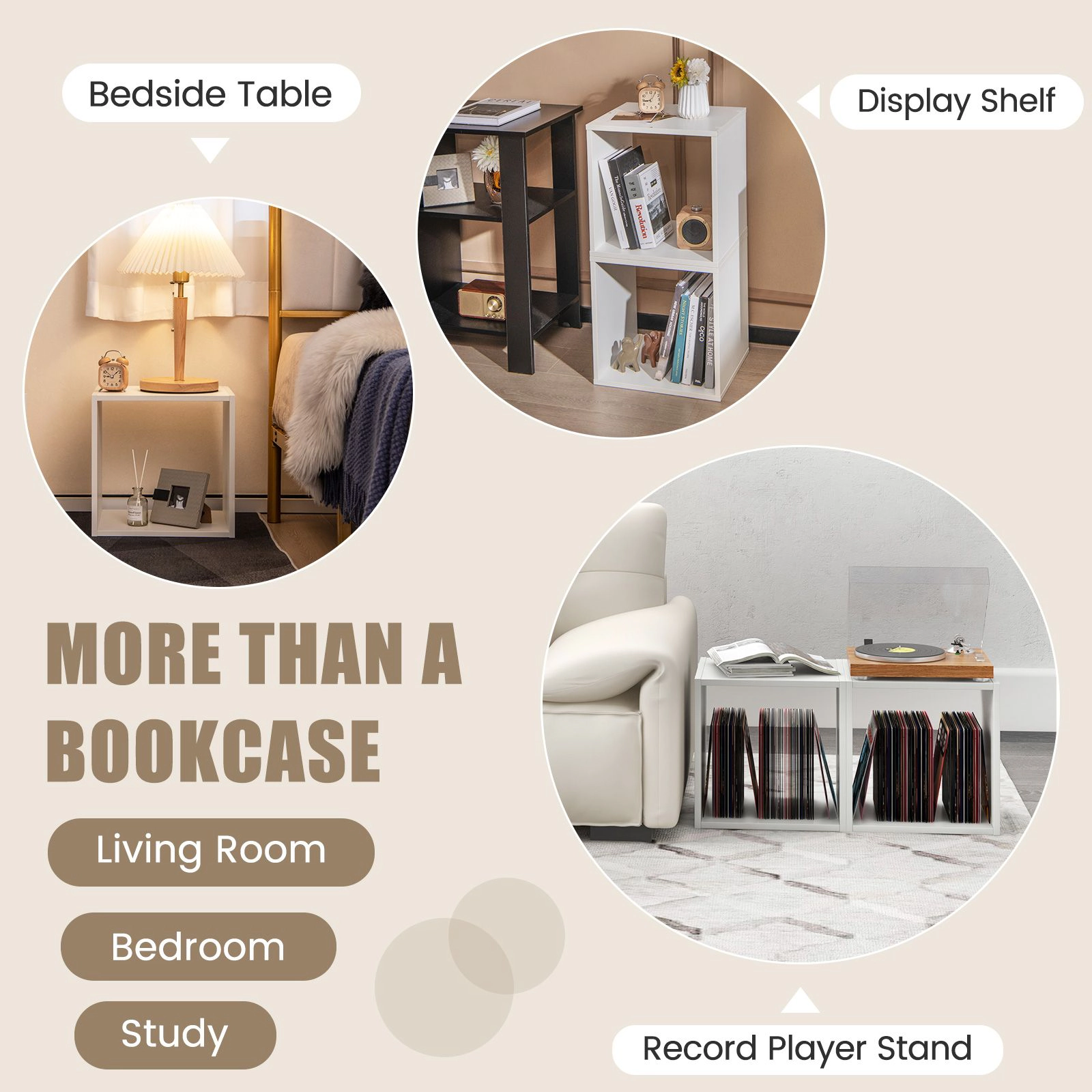 SlickBlue Set of 2 Modular Wooden Cube Shelving Unit for Books & Displays