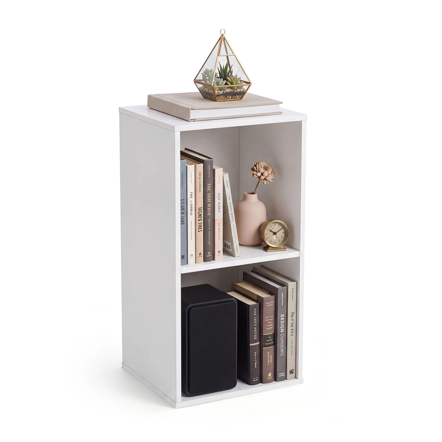 LJG 2-Cube Vertical or Horizontal Freestanding Bookshelf with 2 Compartments and 2 Anti-Tipping Kits for Home Office