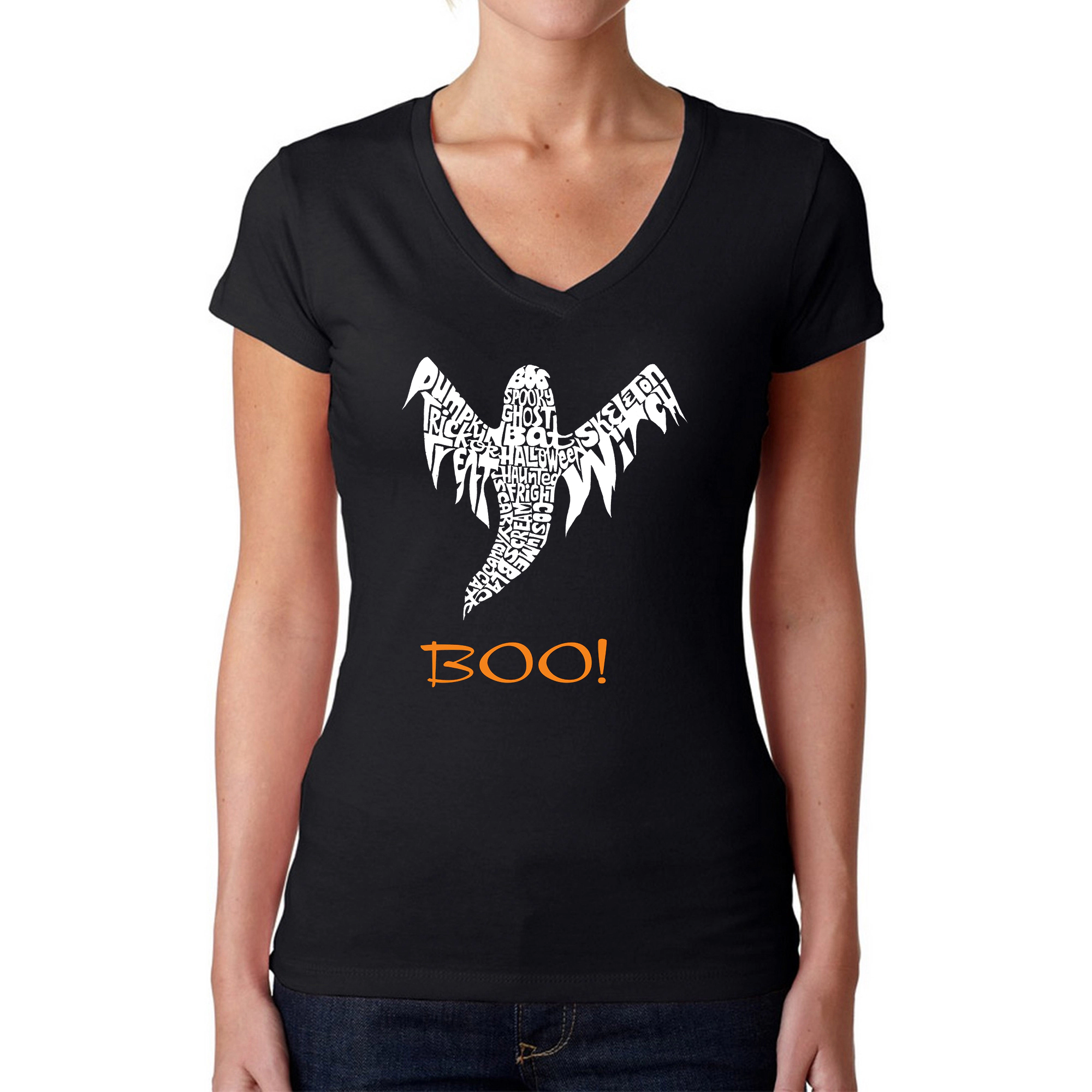LA Pop Art Womens Word V-Neck T-Shirt