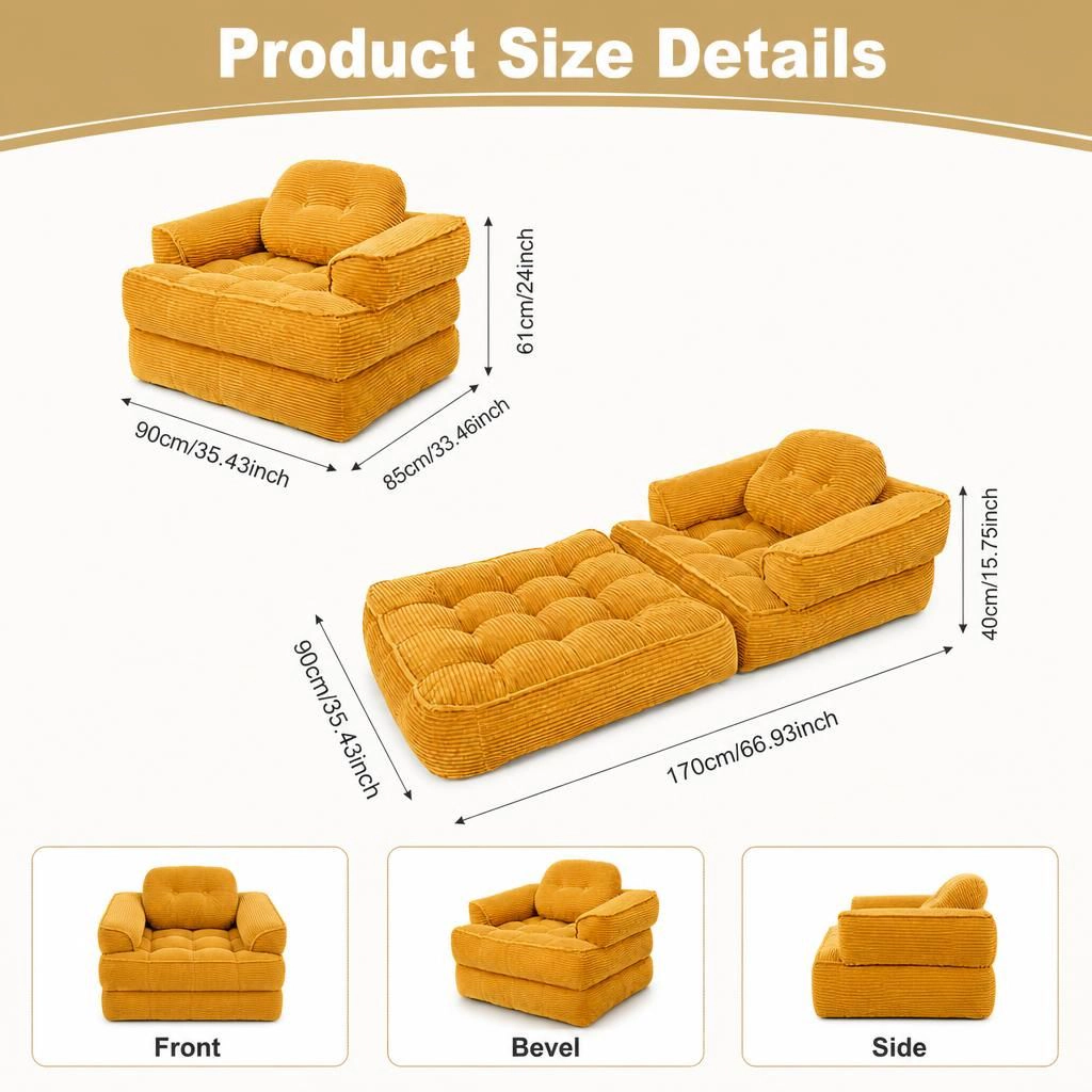 GOODSILO Convertible Foam Folding Sofa Bed