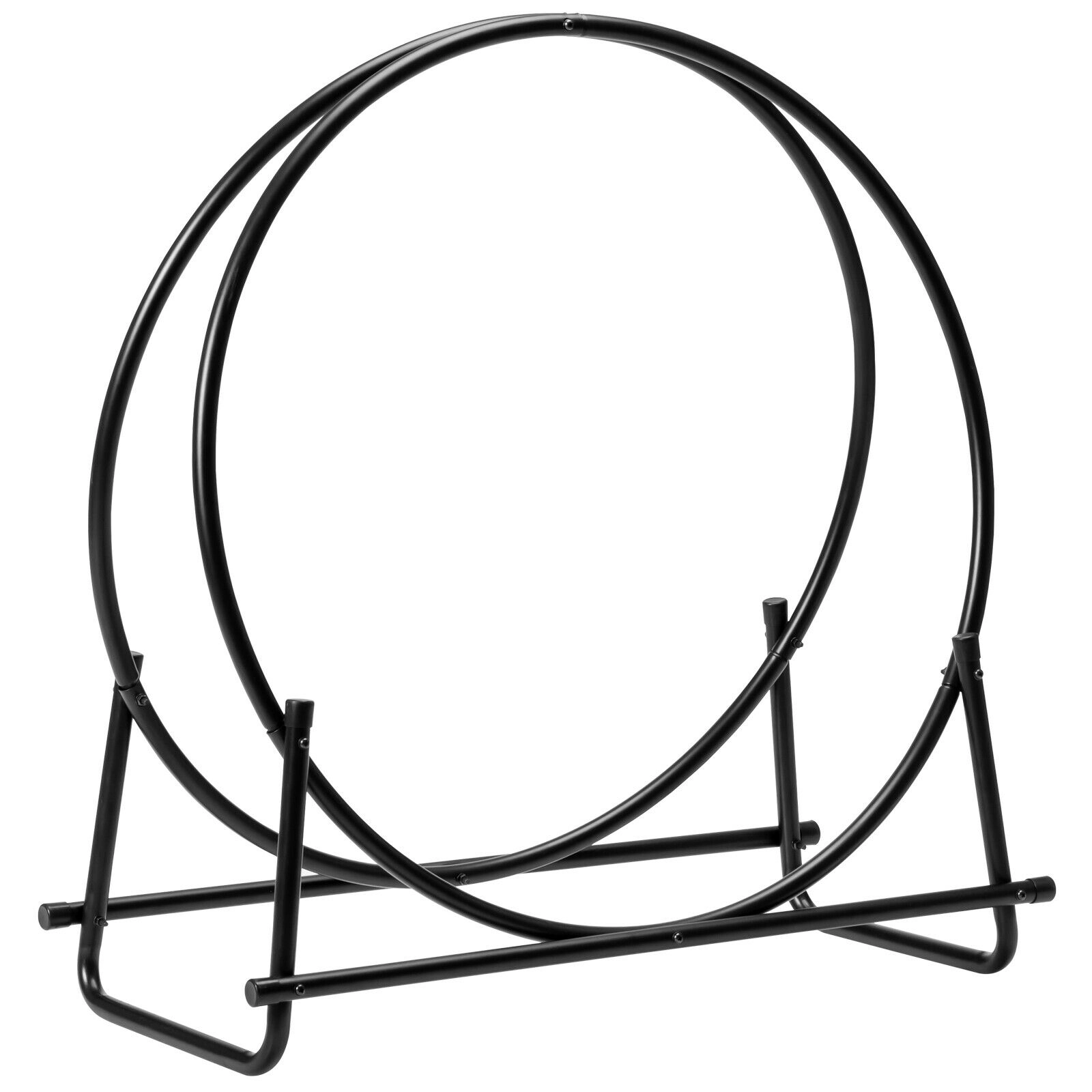 SUGIFT 30-in A-Frame Powder Coated Tubular Steel Log Hoop Firewood Rack 37.6-in x 14.2-in x 40.4-in 440-lb Black