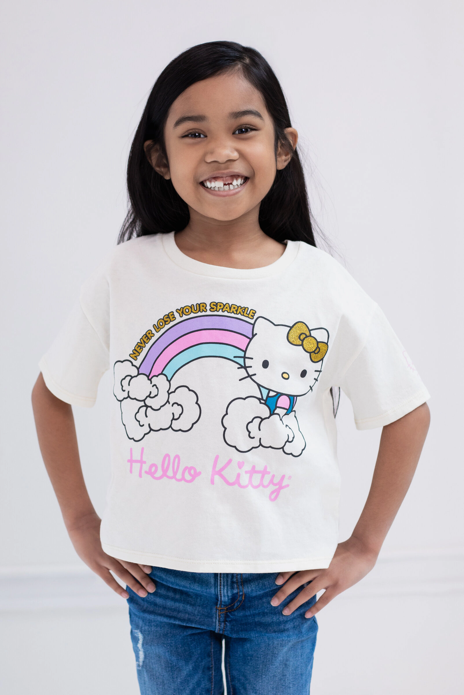 Hello Kitty Girls' Glitter Short Sleeve T-Shirt
