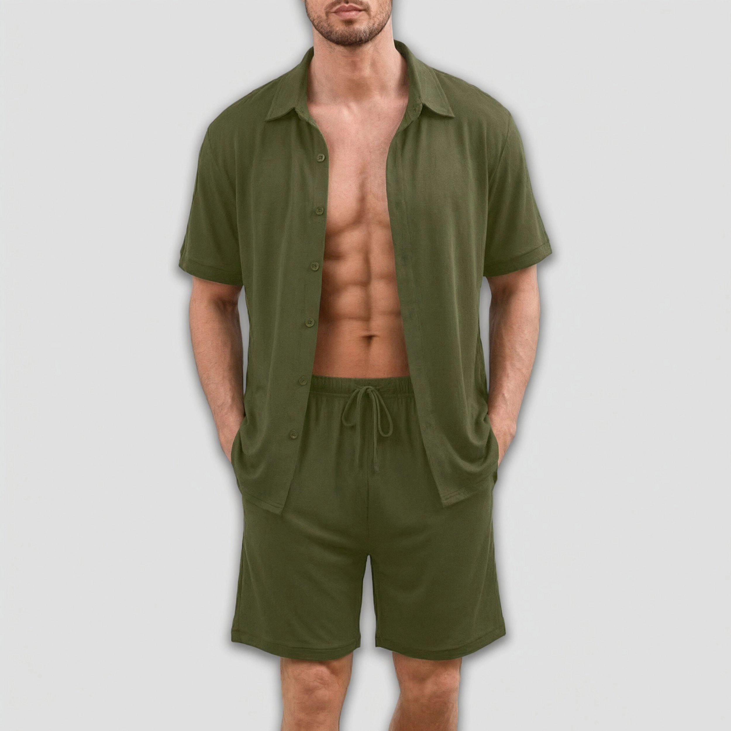 Ekouaer Mens Hawaiian Sets Button Down Shirts and Shorts