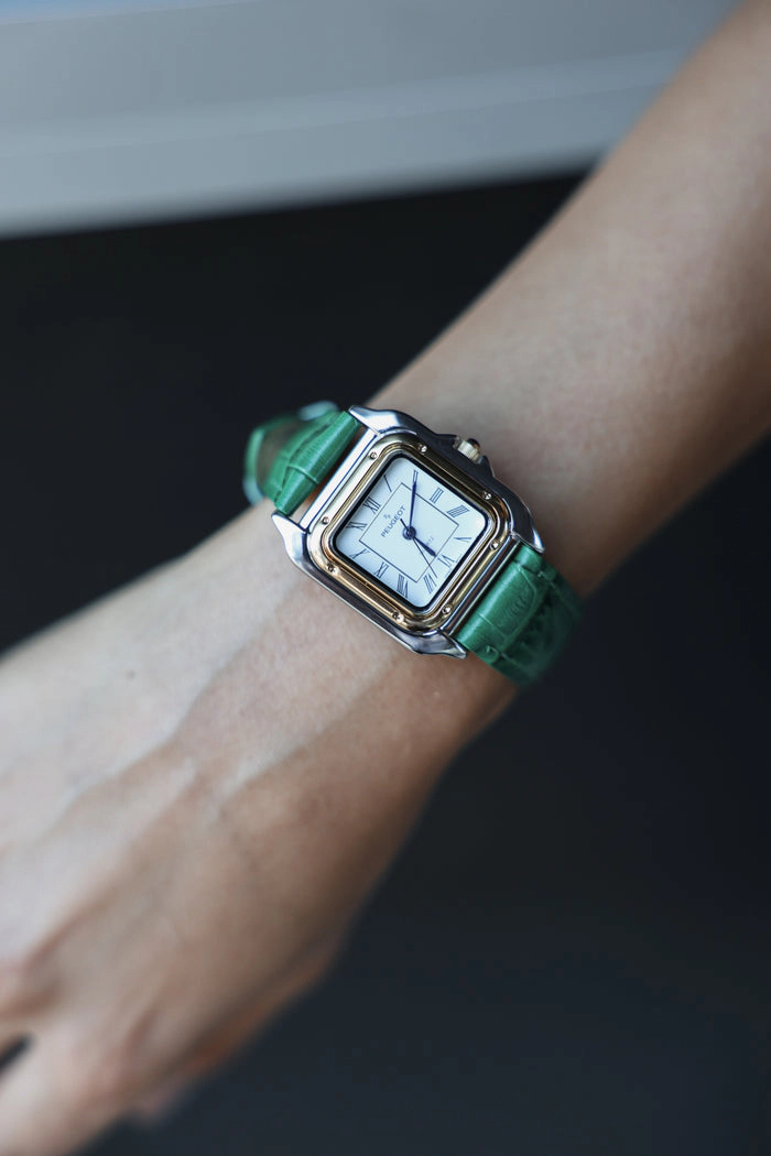 Peugeot Women's Watch 32mm Square Tank Shape Leather Strap Watch