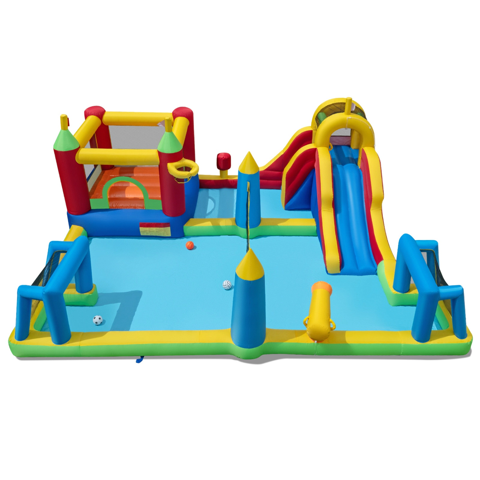 SUGIFT Inflatable 9-in-1 Water Slide Bounce House Jumping Castle Climbing Wall 200-lb Capacity Ages 3-12 Multi-color