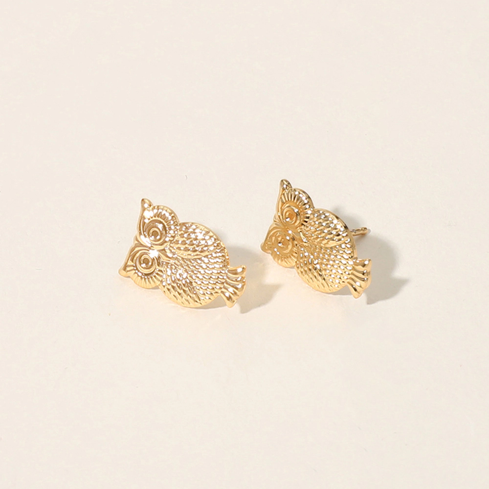 FASHNZFAB 18K Gold Filled Hypoallergenic Owl Stud Earrings