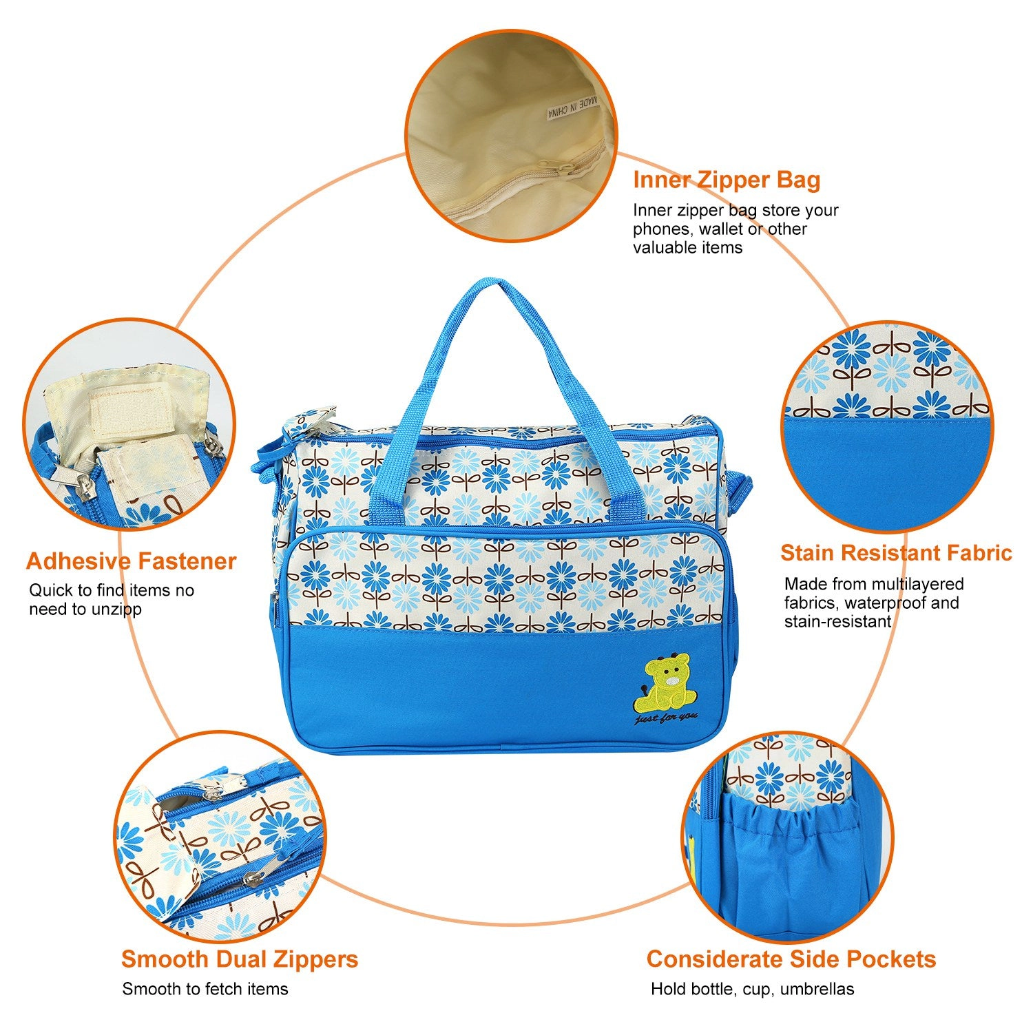 GBruno 5-Piece Diaper Bag Set With Changing Pad