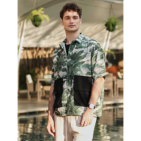 Cahoot Men's Flora-Stroke Oversized Shirt
