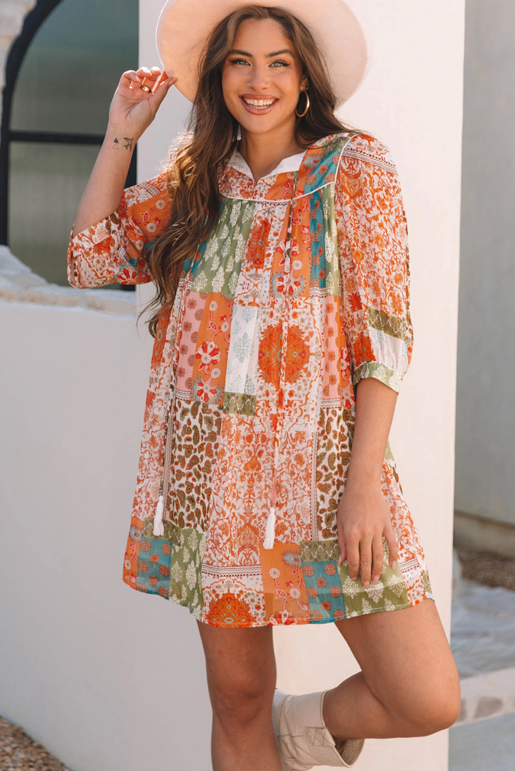 Threaded Pear Women's Tallulah Sleeve Chiffon Loose Dress