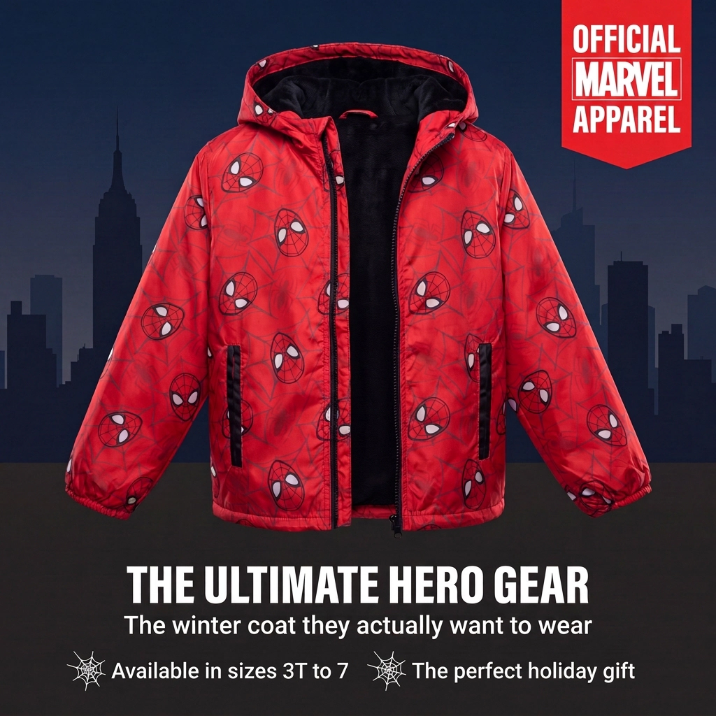 Marvel Spider-Man Boys' Zip-Up Hooded Jacket