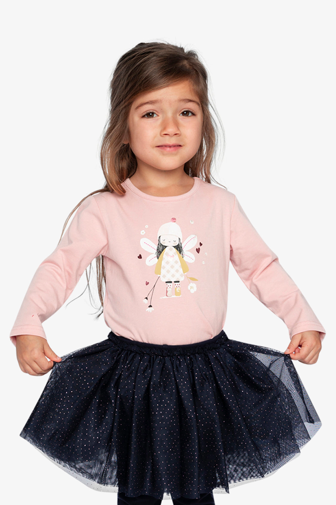Deux par Girls Angel Graphic Organic Cotton Long Sleeve T-Shirt