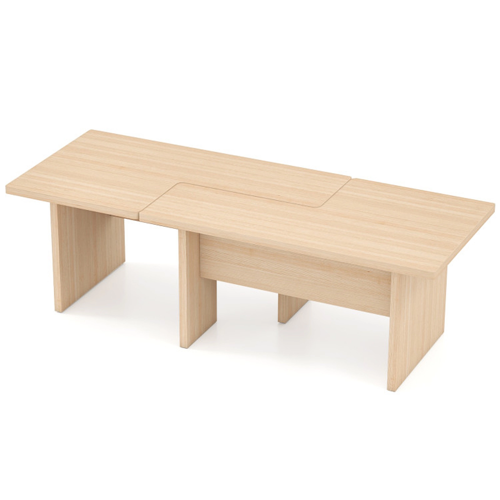 SUGIFT Set of 2 Modular L-Shaped Engineered Wood Coffee Tables 35.5-in x 20-in x 16.5-in 155-lb Capacity Oak