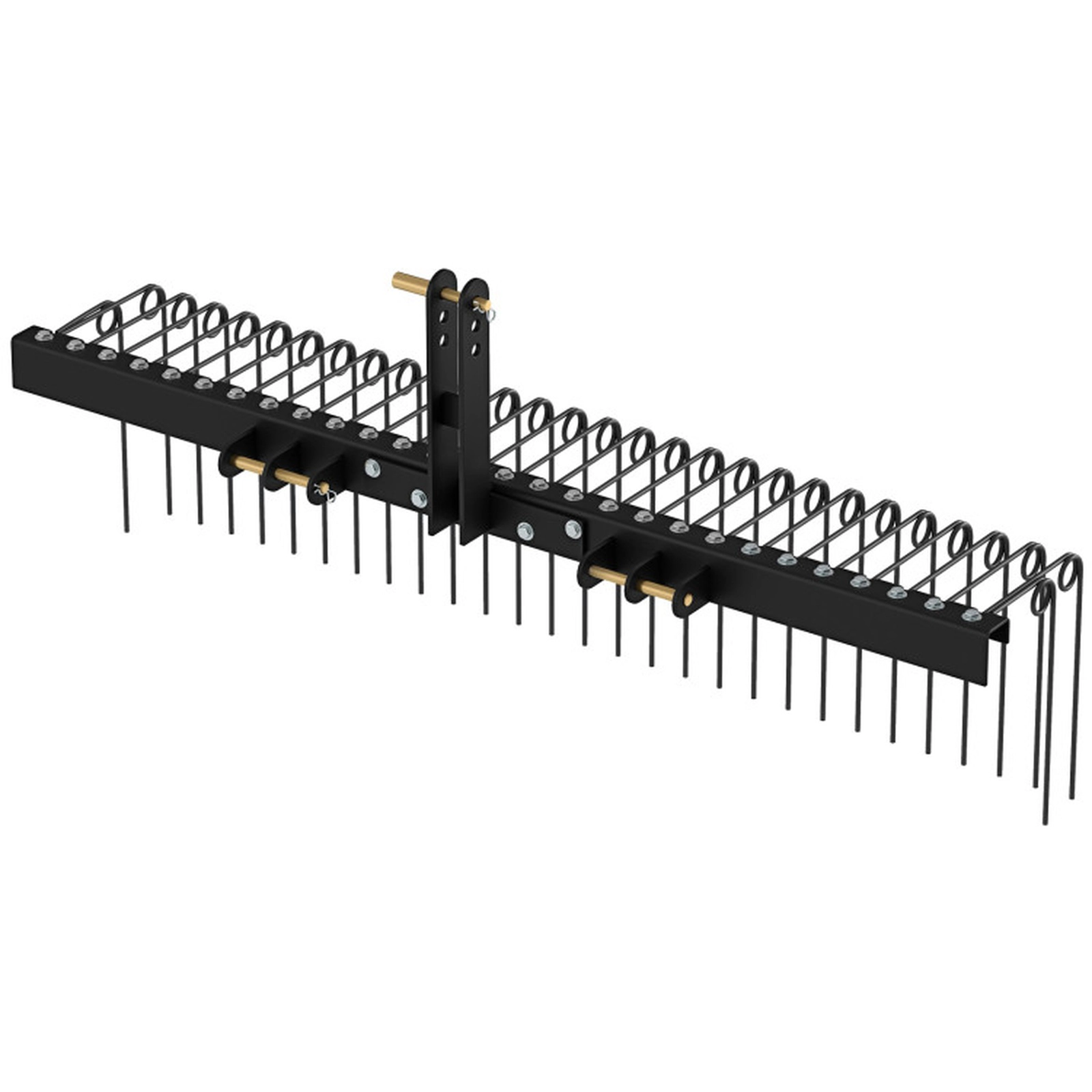 SUGIFT Black Metal Tow Behind Pine Straw Rake with 30 Adjustable Coil Tines 72-in W 16.5-in D 31-in H