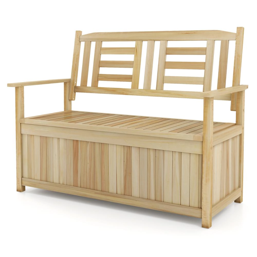 Hivvago 2-Person Garden Bench with 49 Gal Storage Bench and Backrest