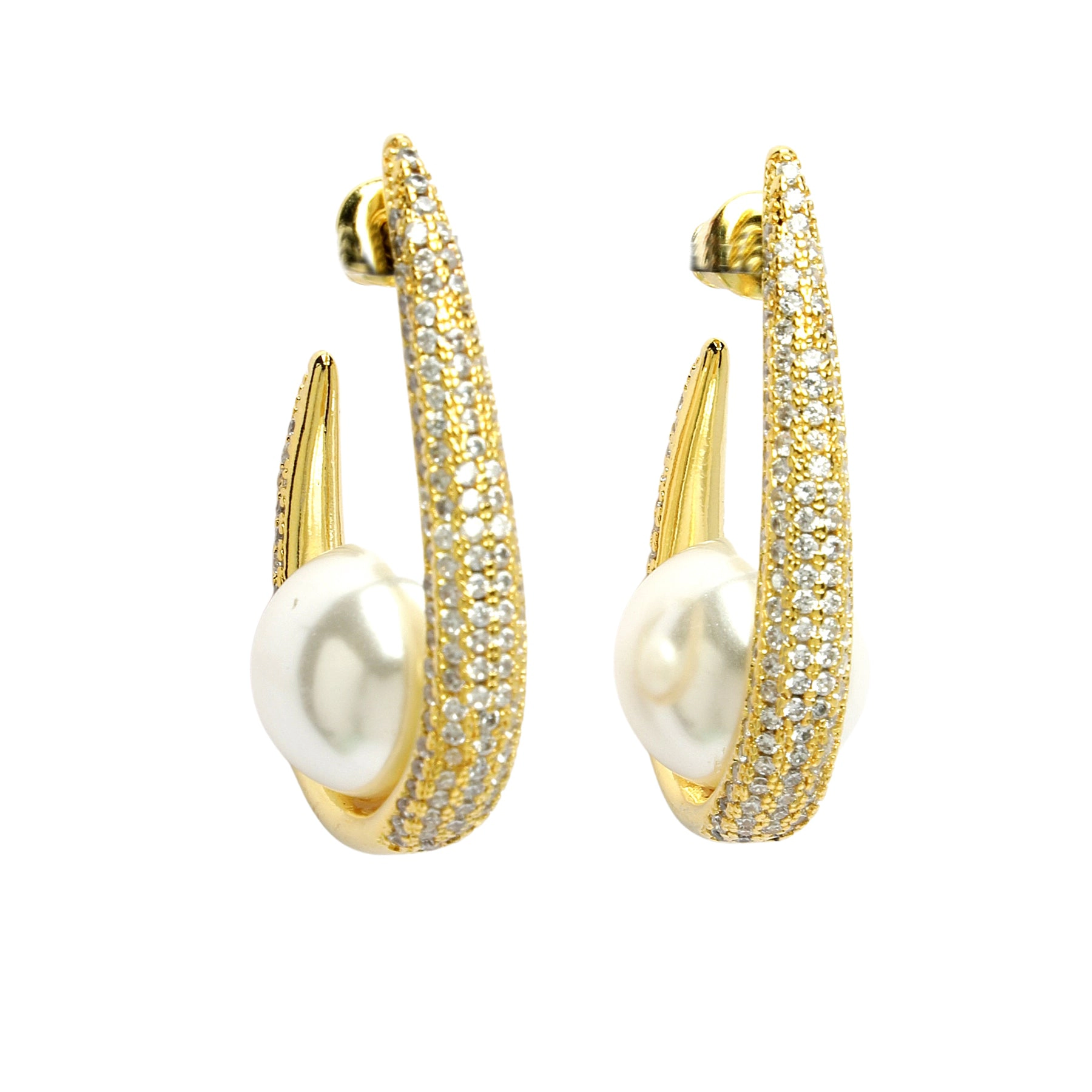 AGP PARIS Womens Diva Iconic Sling Pearl Hoop Earrings