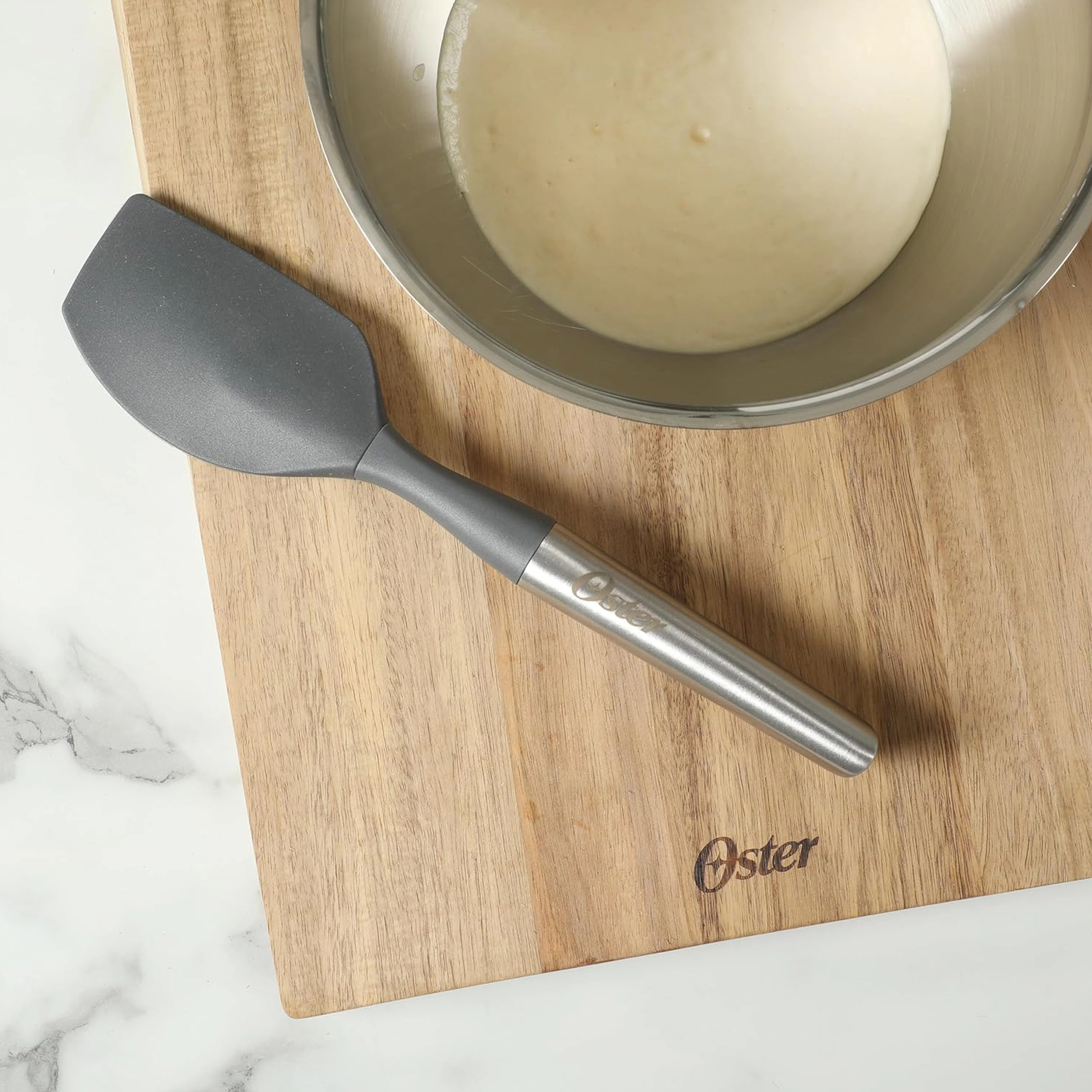 Oster Chadswyck 11 Inch Silicone Turner Spatula With Stainless Steel Handle in Silver