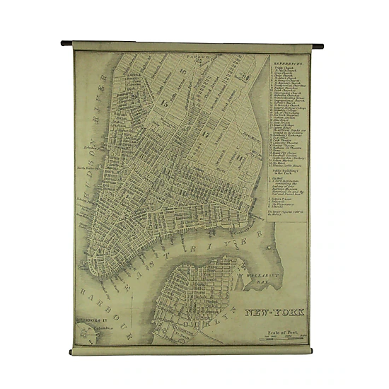 VIP Home and Garden Vintage New York Map Canvas Print Wall Hanging ...