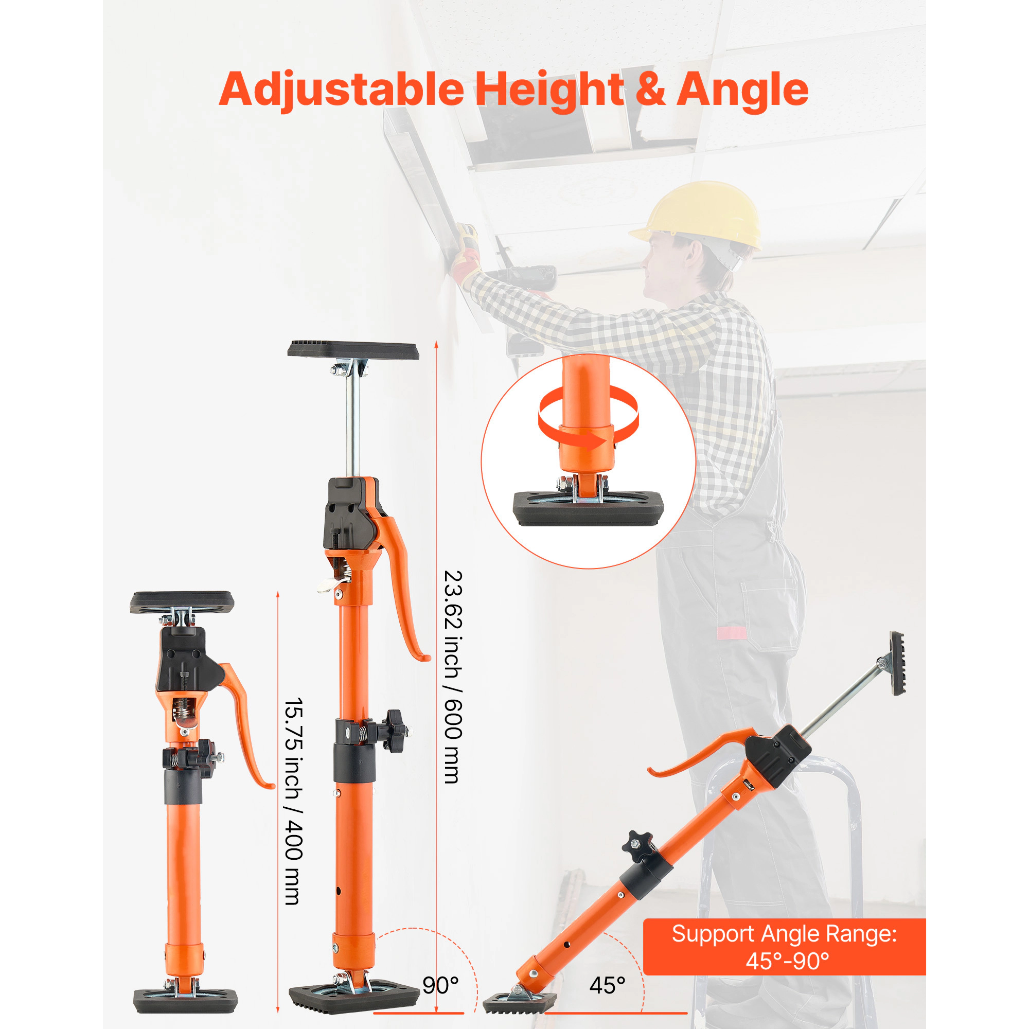 HONGGE Cabinet Jack Support Pole Steel Telescopic Quick Support Rod Adjustable 3rd Hand System for Installing Cabinets