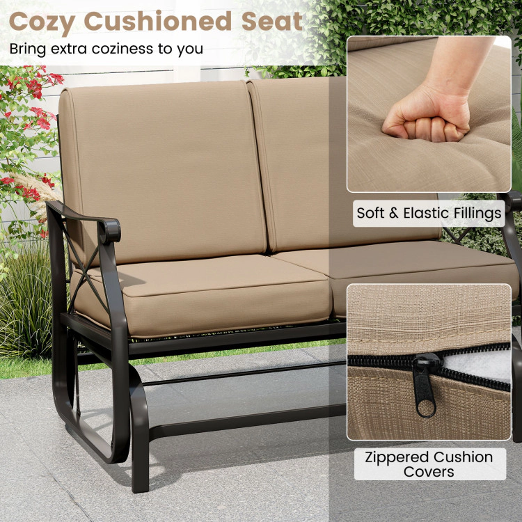 Hivvago Outdoor 2-Person Glider Rocking Chair Loveseat With Thick Cushions And Metal Frame