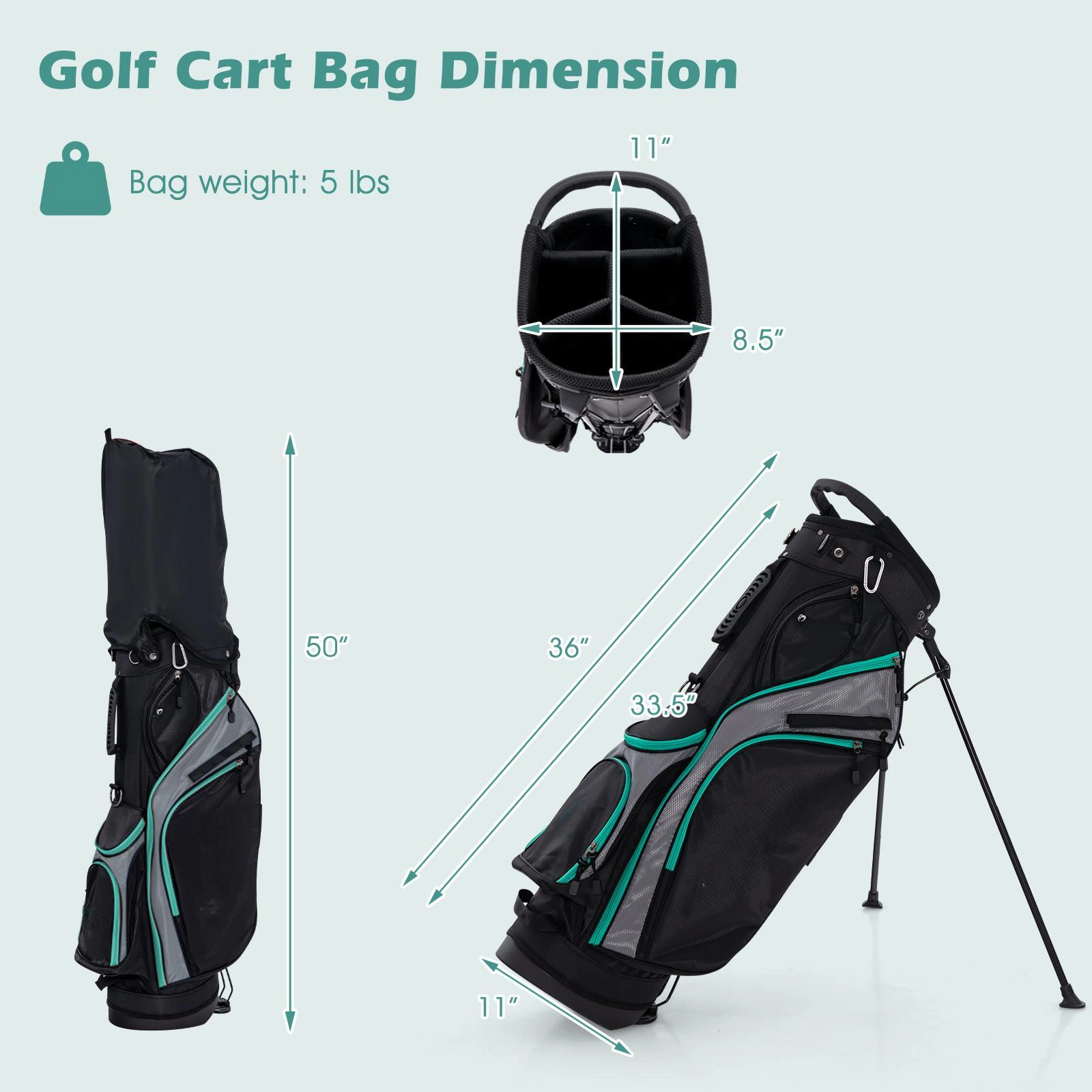SUGIFT Green 460cc Driver and Stand Bag 11-Piece Complete Golf Club Package Set