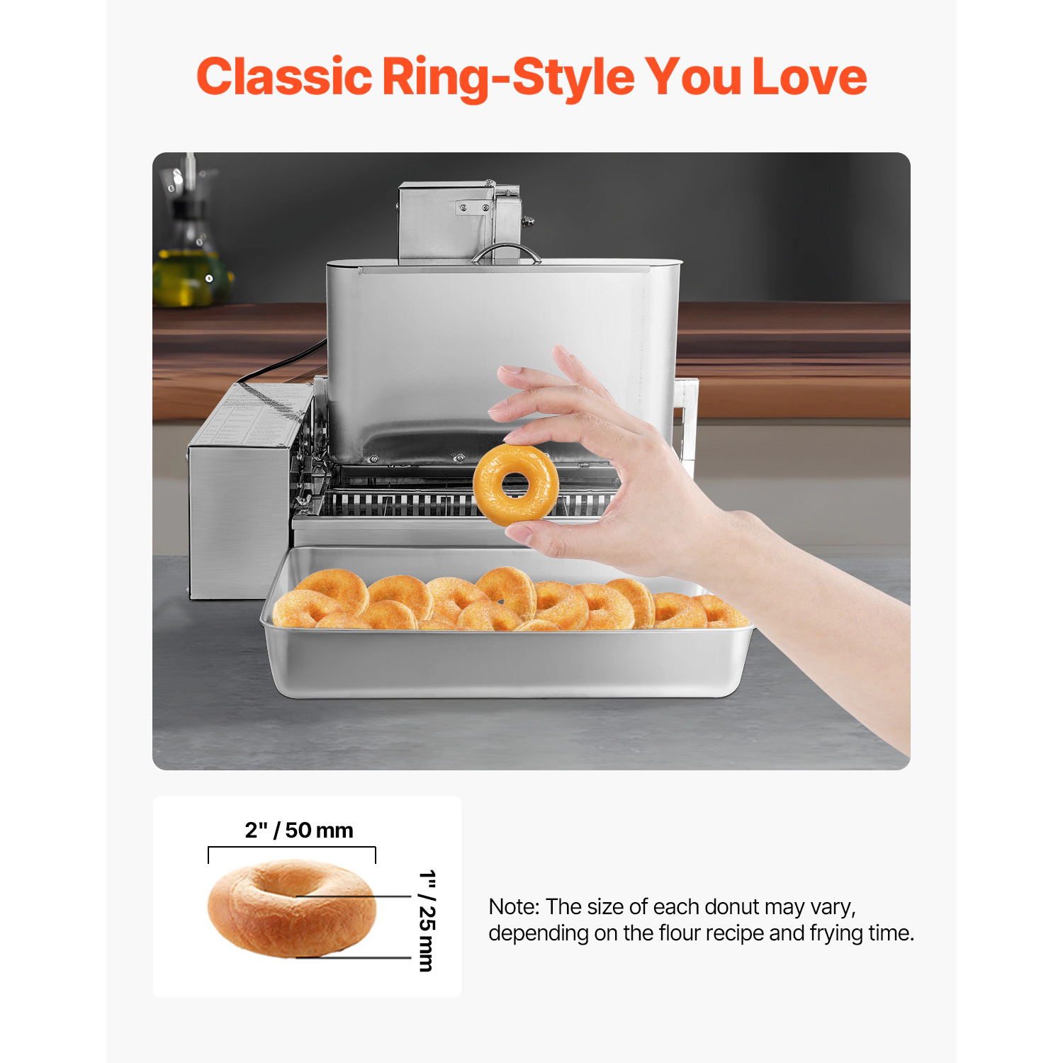 HONGGE Commercial Automatic Donuts Making Machine, Electric High Power Stainless Steel Fryer with Auto Frying