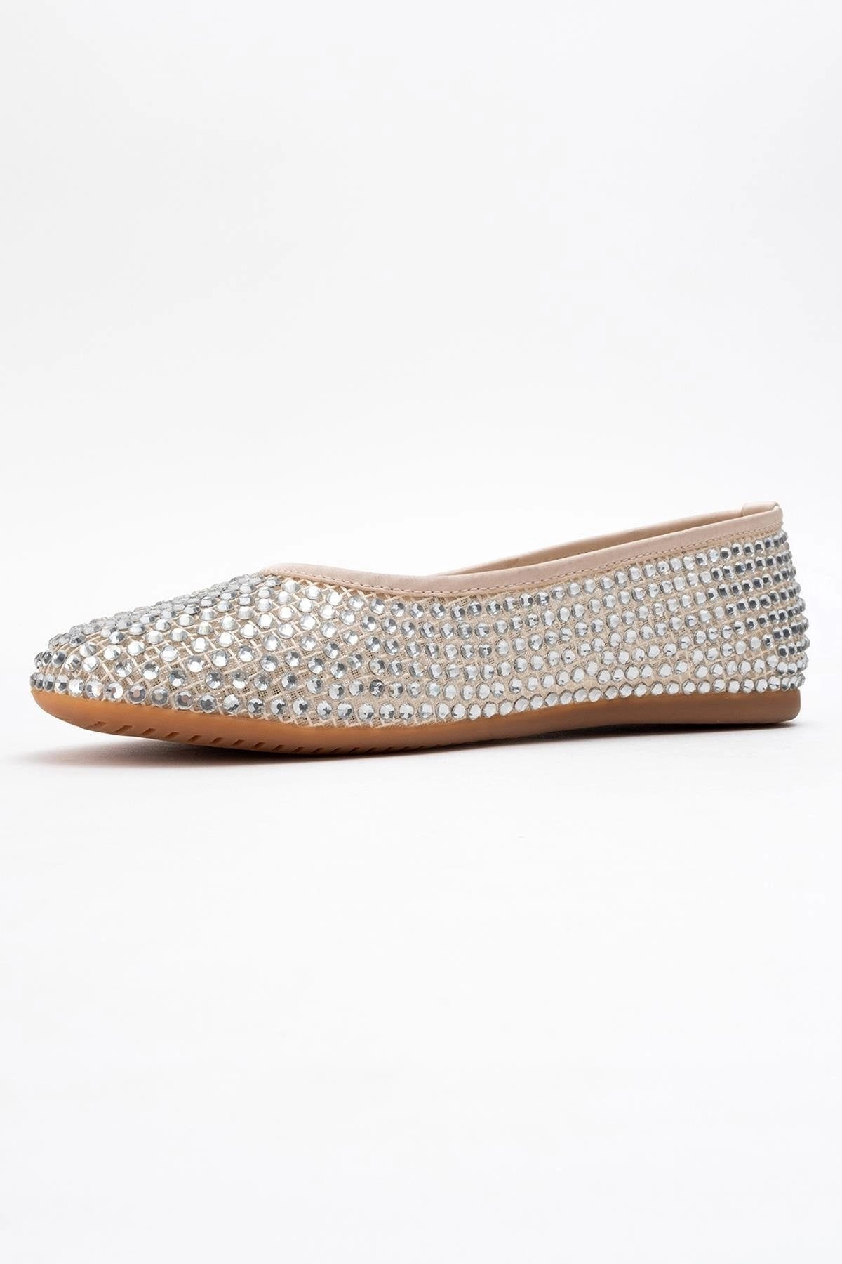 Prologue Shoes Womens Runway Mesh Embellished Ballet Flat