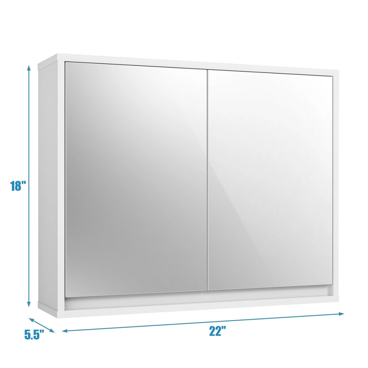 Slickblue Wall Mounted Bathroom Medicine Cabinet with Double Mirror Doors and Storage
