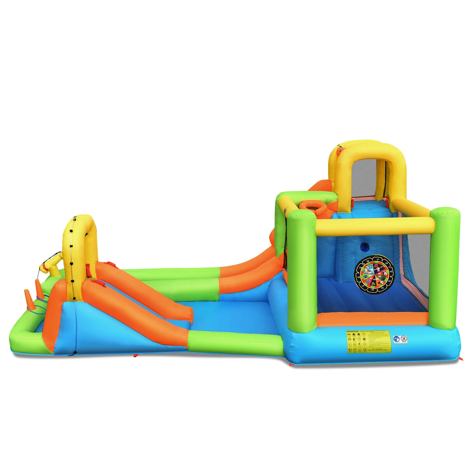 SUGIFT 8-in-1 198 x 114-in Inflatable Water Slide Bounce House with Splash Pool Climbing Wall and 735W Blower