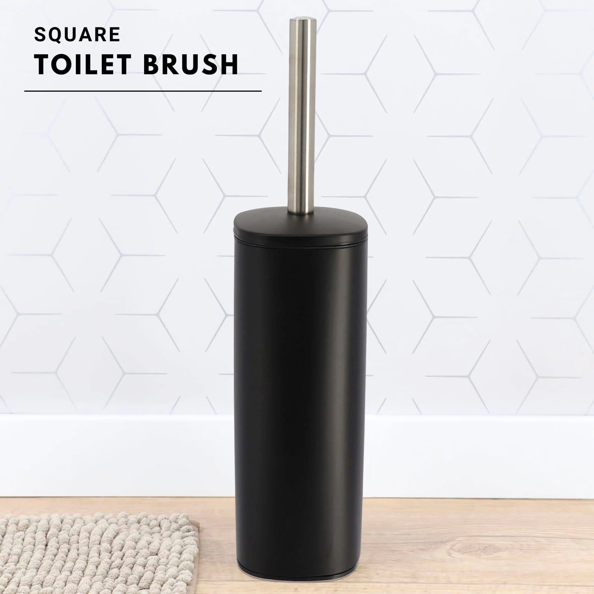 Evideco French Home Goods Square Metal Toilet Brush and Holder Set