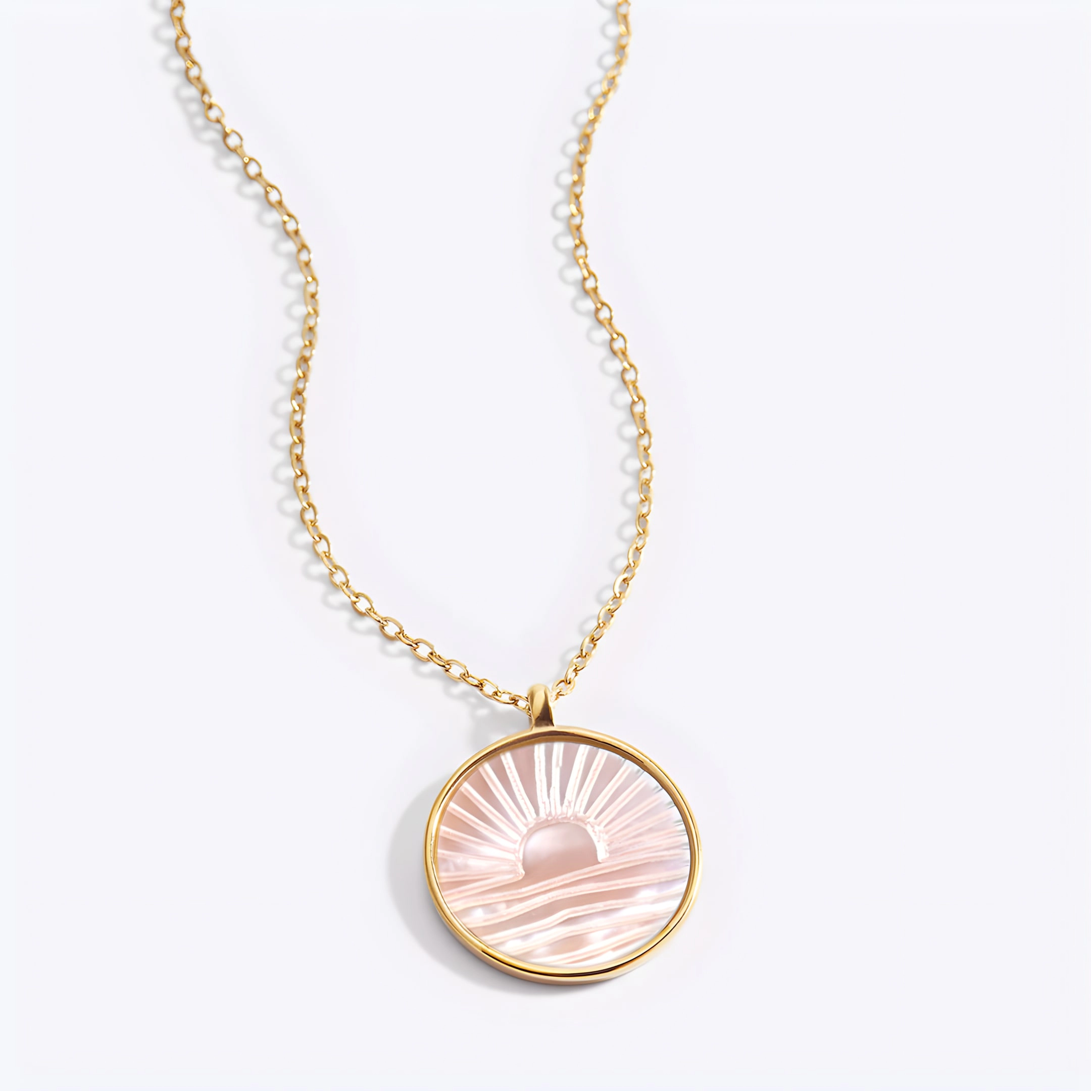 Mint & Lily Women's Mother of Pearl Sunrise Pendant Necklace