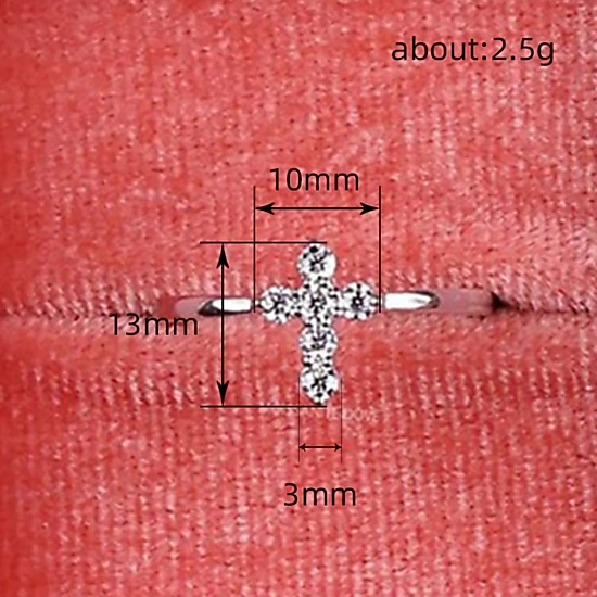 Wardrobe Whimsy Womens Dainty Cross Cubic Zirconia Ring Silver Tone Minimalist Thin Band Religious Promise Ring