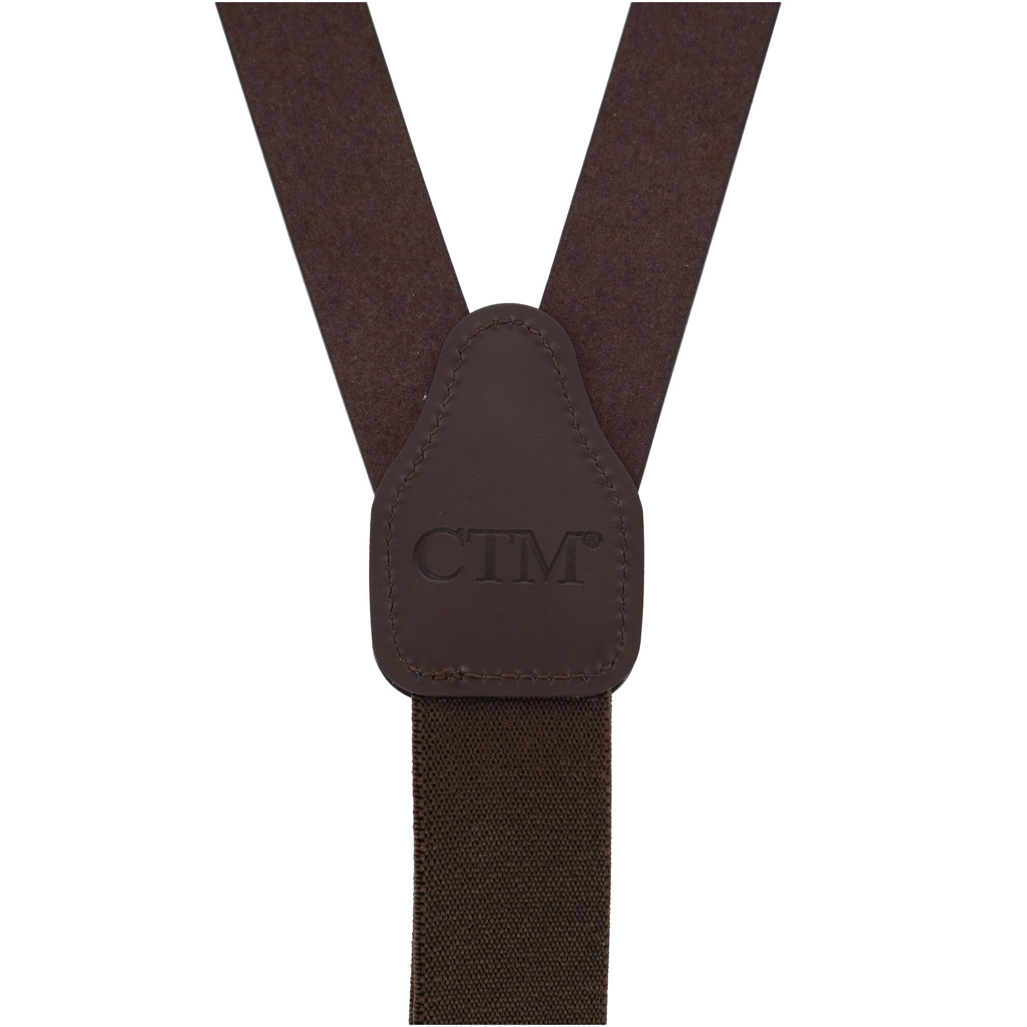 CTM Mens Coated Leather Buckle Strap Suspenders with Metal Swivel Hook Ends